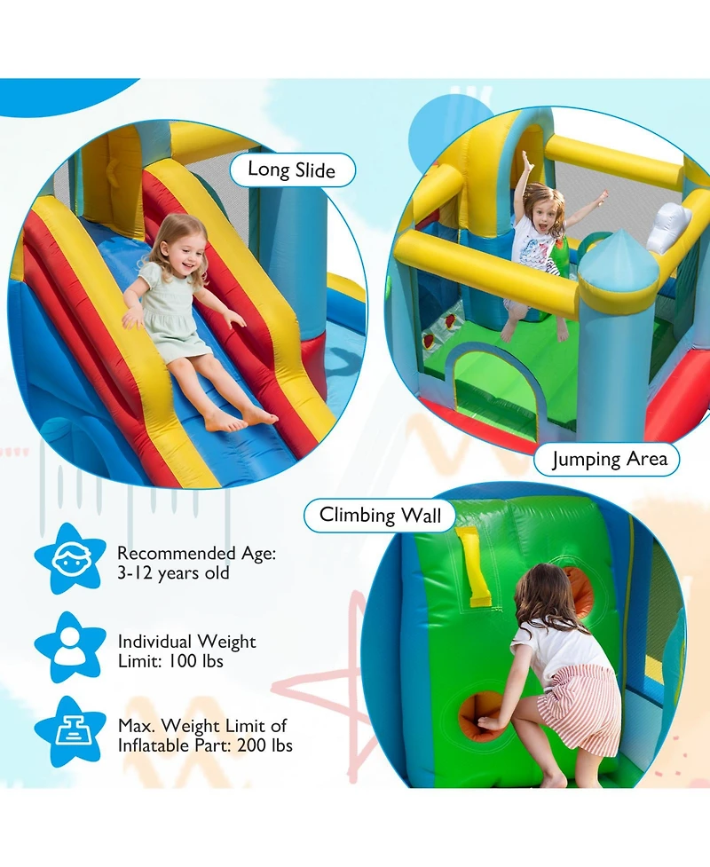 Mecale Inflatable Water Slide with Jumping Area & Climbing Wall, 680W Blower Included