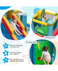 Mecale Inflatable Water Slide with Jumping Area & Climbing Wall, 680W Blower Included