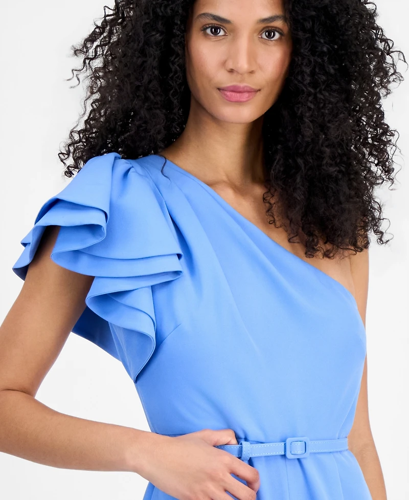 Anne Klein Women's One-Shoulder Ruffle-Sleeve Jumpsuit