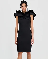 Anne Klein Women's Ruffle-Shoulder Boat-Neck Sheath Dress