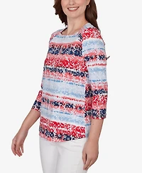 Ruby Rd. Petite Painted Floral Stripe Knit Top
