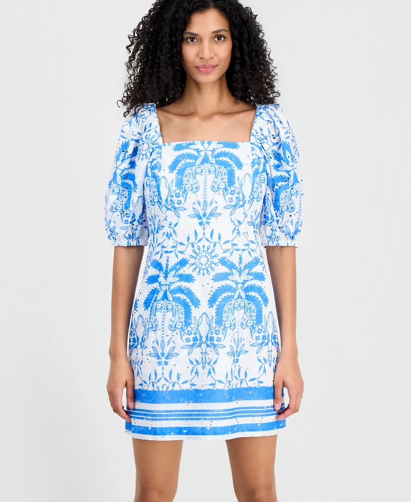 Anne Klein Women's Square-Neck Puff-Sleeve Mini Dress