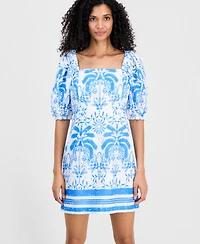 Anne Klein Women's Square-Neck Puff-Sleeve Mini Dress