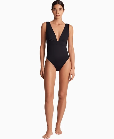 Lauren Ralph Women's Modern V-Neck One-Piece Swimsuit