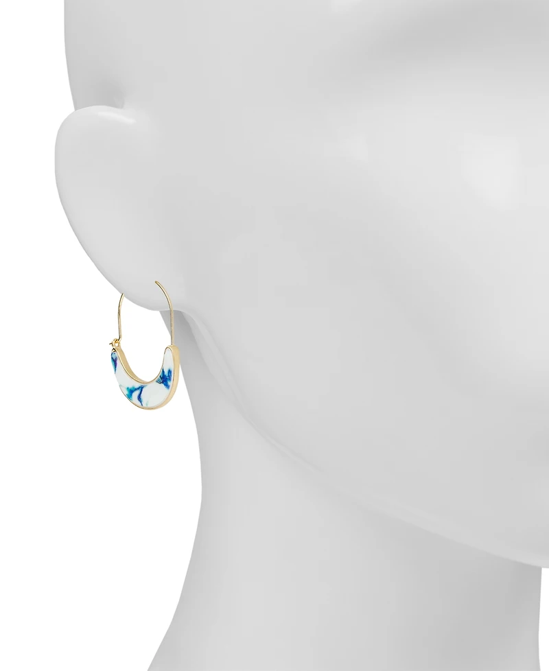 Patricia Nash Gold-Tone Plated Blue Ceramic U Hoops Earrings