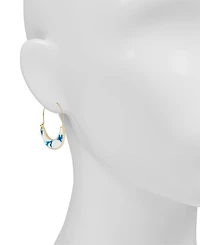 Patricia Nash Gold-Tone Plated Blue Ceramic U Hoops Earrings