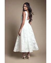 Coast Women's Plunge V-Neck Jacquard Midi Dress