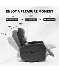 sumyeg Recliner Chair with Heat Massage Manual Rocker and Swivel Fabric