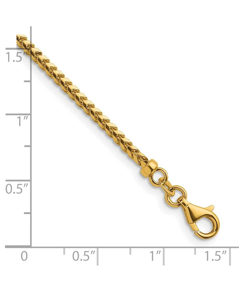 Curata Jewelry Solid 18k Yellow Gold Italian 7.5 Inch 2.4mm Wide Woven Franco Chain Bracelet