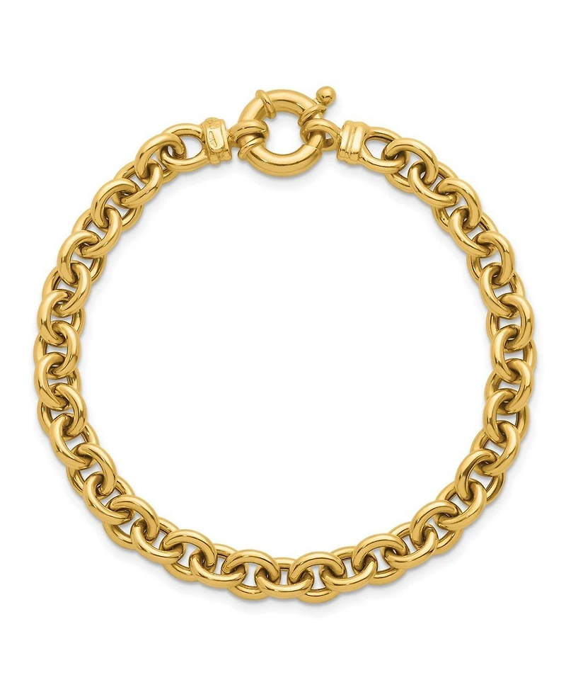 Curata Jewelry Solid 18k Yellow Gold Italian 7.5 Inch 7mm Large Rolo Link Toggle Bracelet