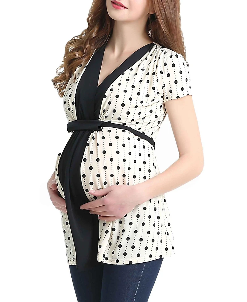 kimi + kai Maternity Nursing Polka Dot Print Top