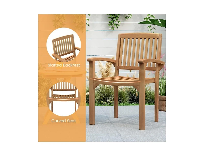 Slickblue Patio Outdoor Chair Featuring Slatted Seat and Curved Comfort