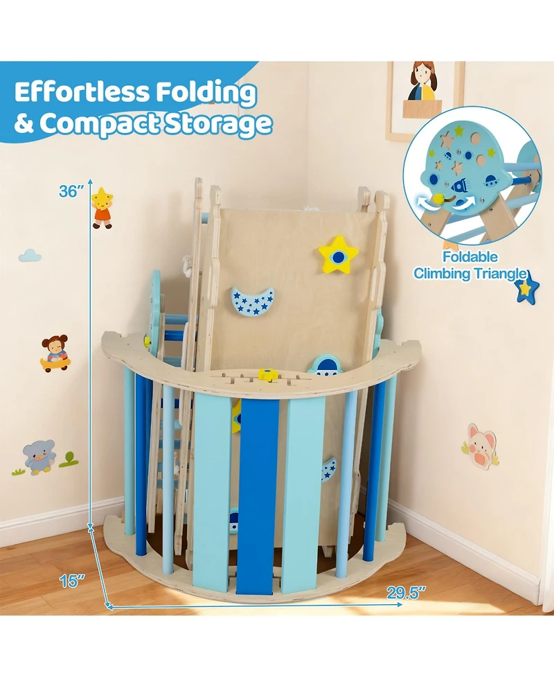 Mecale 8-in-1 Foldable Triangle Baby Climbing Toys, Astronaut/Unicorn Theme