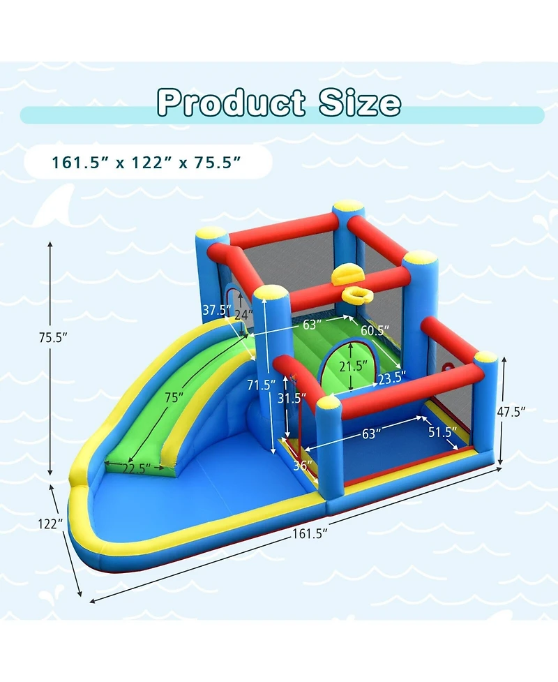 Mecale Inflatable Kids Water Slide Bounce Castle with 480W Blower Included