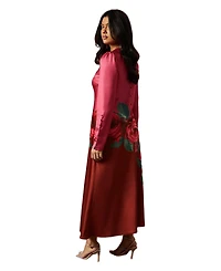 Oasis Women's Premium Satin Placement Print Maxi Dress