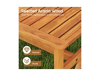 Slickblue Outdoor 51 Inch Acacia Wood Bench with Slatted Seat, 800 lbs