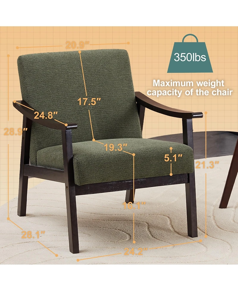 sumyeg Mid-Century Modern Chair with Solid Wood Frame