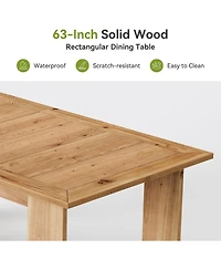 Tribesigns 63" Solid Wood Dining Table, Rectangle Kitchen Table for 4-6 People
