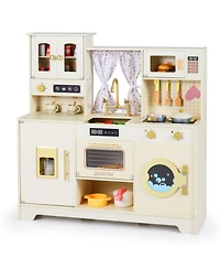 Mecale Wooden Toy Kitchen Playset with 14 Accessories for Kids Ages 3