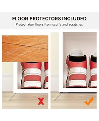 gaomon Entryway Shoe Bench with Storage & Cushioned Seat | Wooden Rack Organizer Adjustable Shelves Side Pockets for Hallway