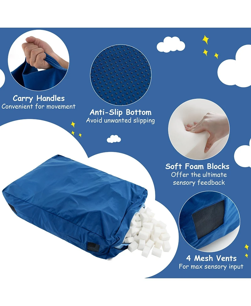Mecale Sensory Crash Pad Mat with Foam Blocks, Washable Cover