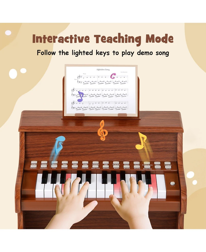 Mecale 25-Key Kids Piano Keyboard with Adjustable Speed & Teaching Mode for Easy Musical Learning