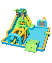 Mecale Tropical Inflatable Dual Water Slide Aqua Park, No Blower Included