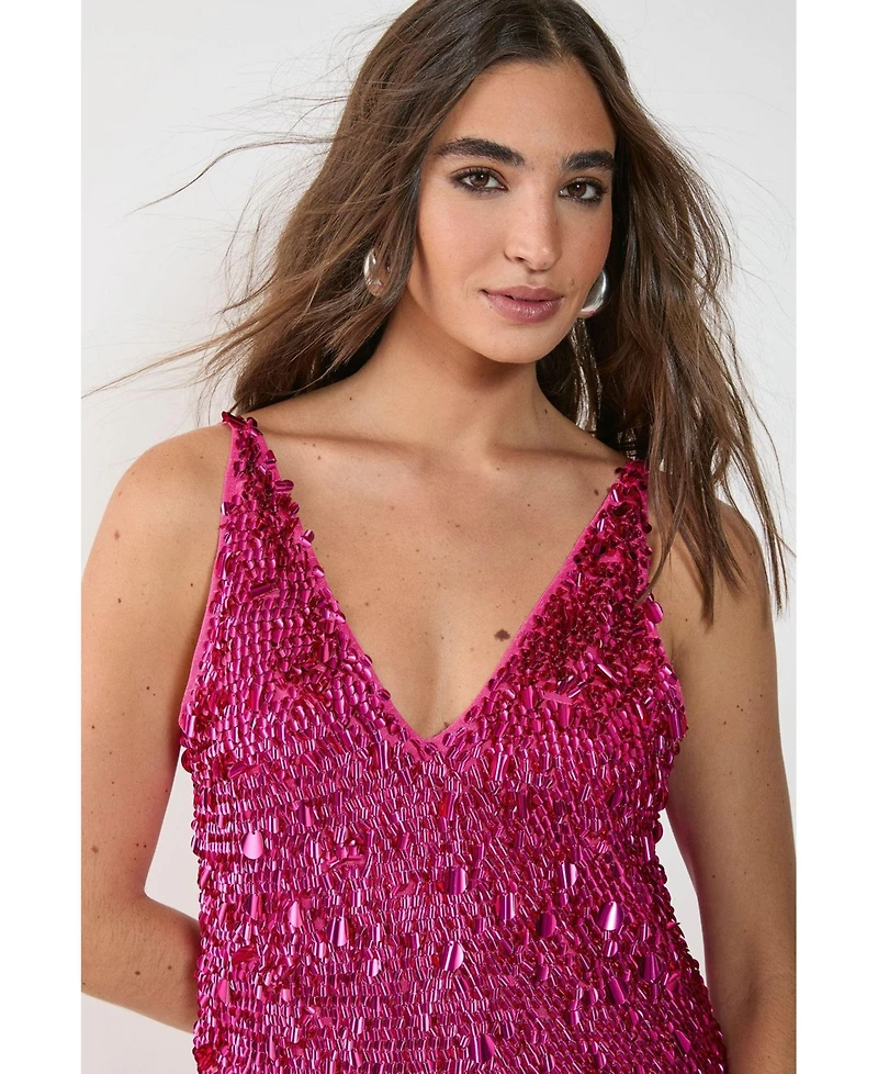 Nasty Gal Women's Cluster Sequin Plunge Mini Dress