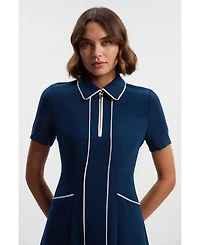 Karen Millen Women's Tailored Zip-Collar Midi Dress