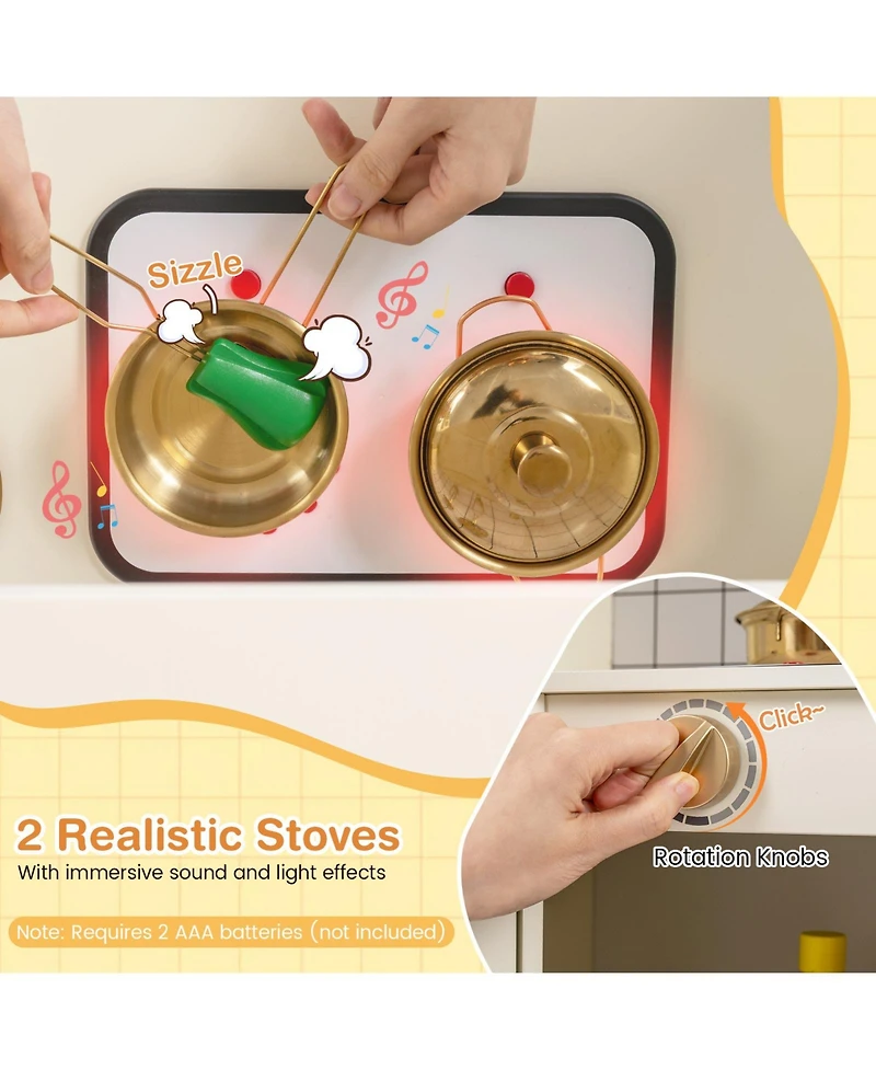 Mecale Corner Kids Play Kitchen with Stove, Lights & Sounds for Fun Pretend Play