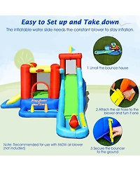 Mecale 9-in-1 Inflatable Kids Water Slide Bounce House, No Blower Included