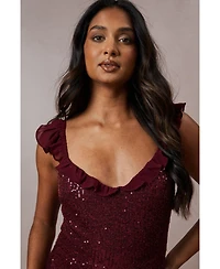 Oasis Women's Occasion Sequin Ruffle Midaxi Dress