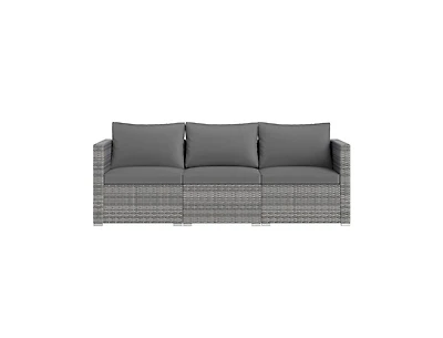 Slickblue Outdoor 3-Piece Pe Rattan Sectional Sofa Set with Cushions