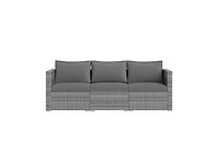 Slickblue Outdoor 3-Piece Pe Rattan Sectional Sofa Set with Cushions