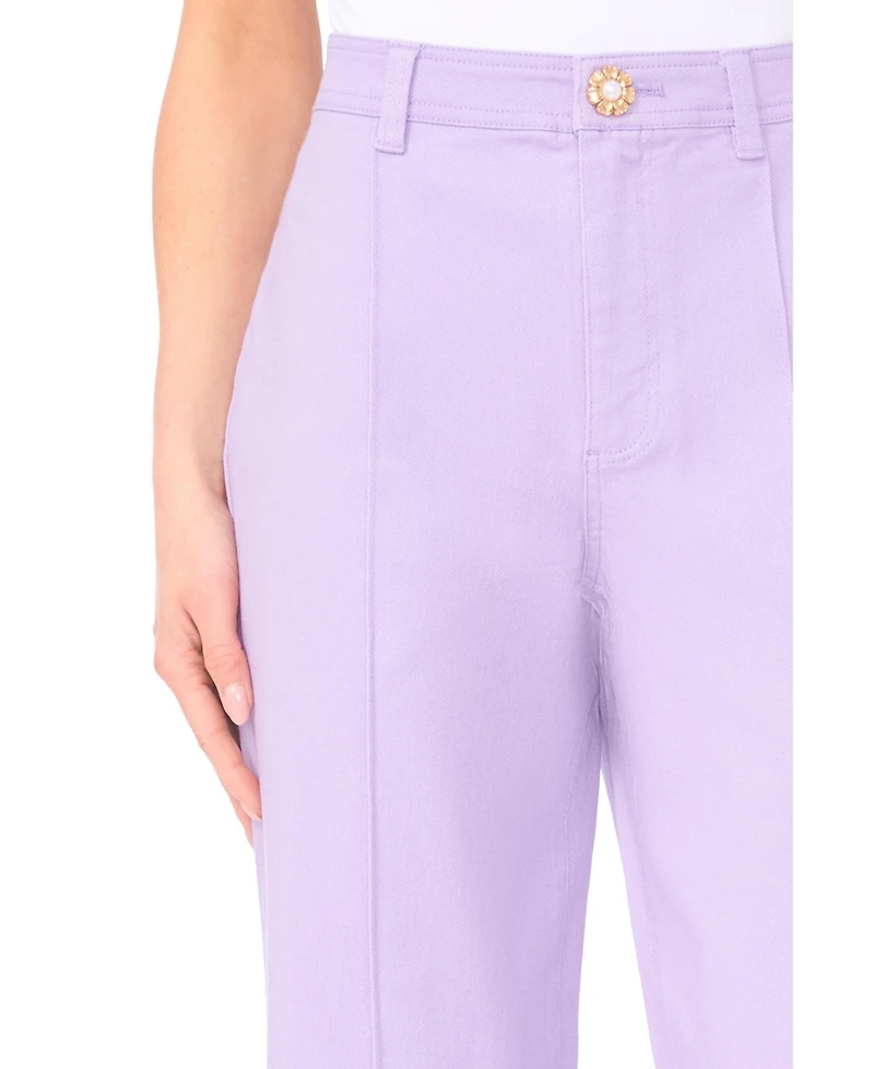 CeCe Women's Wide-Leg Pintuck Jeans