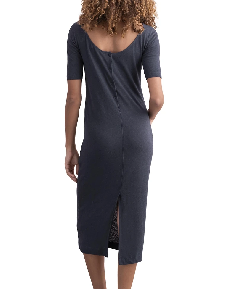 Celtic & Co. Women's Linen Blend Button Back Midi Dress