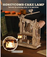 Robotime Printing Press Wooden Puzzle, 3D Puzzles for Adults and Teens, Mechanical Wooden Model to Build, Toy House Warming Birthday