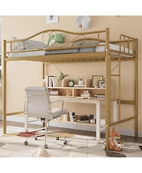 gaomon Loft Bed Twin Size, 400 Lbs Heavy Duty Metal Twin Loft Bed with Ladder & Safety Guardrail, Space-Saving, Noise Free, No Box Spring Needed