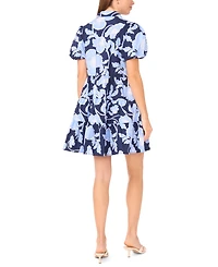 Msk Women's Short-Sleeve Button-Down Collared Tiered Dress