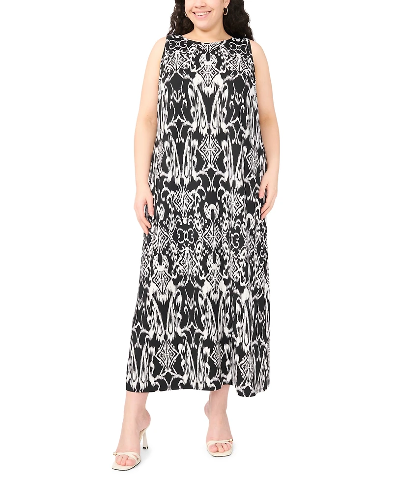 Msk Plus Printed Round-Neck Sleeveless Maxi Dress