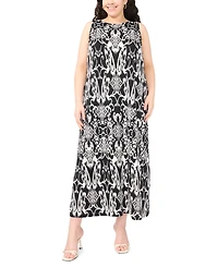 Msk Plus Printed Round-Neck Sleeveless Maxi Dress