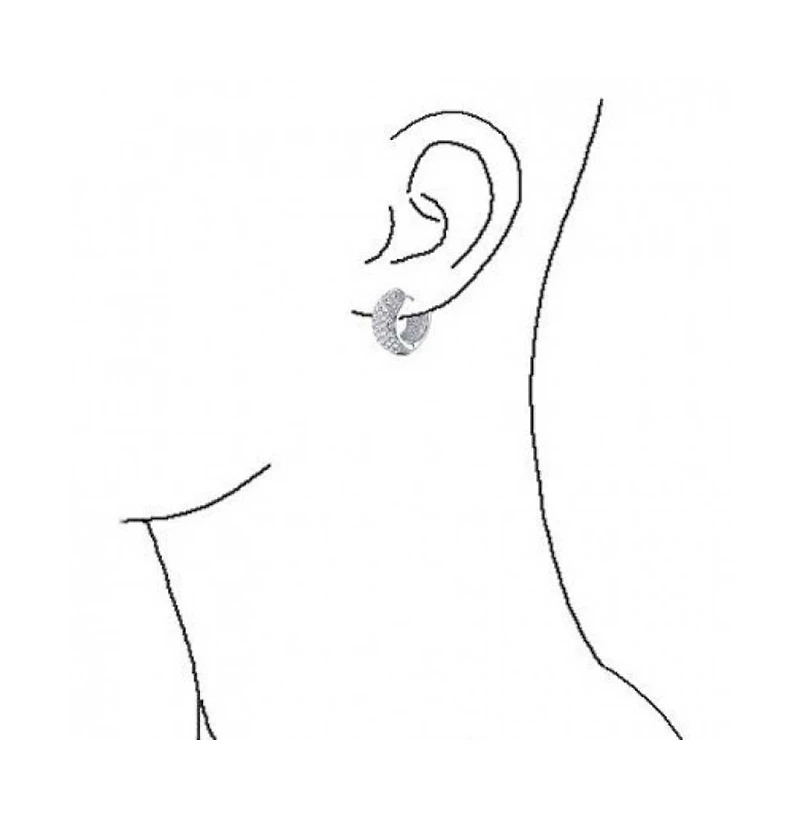 Bling Jewelry Cubic Zirconia Pave Cz 5 Row Huggie Mini Hoop Earrings Hinge Style Silver Plated