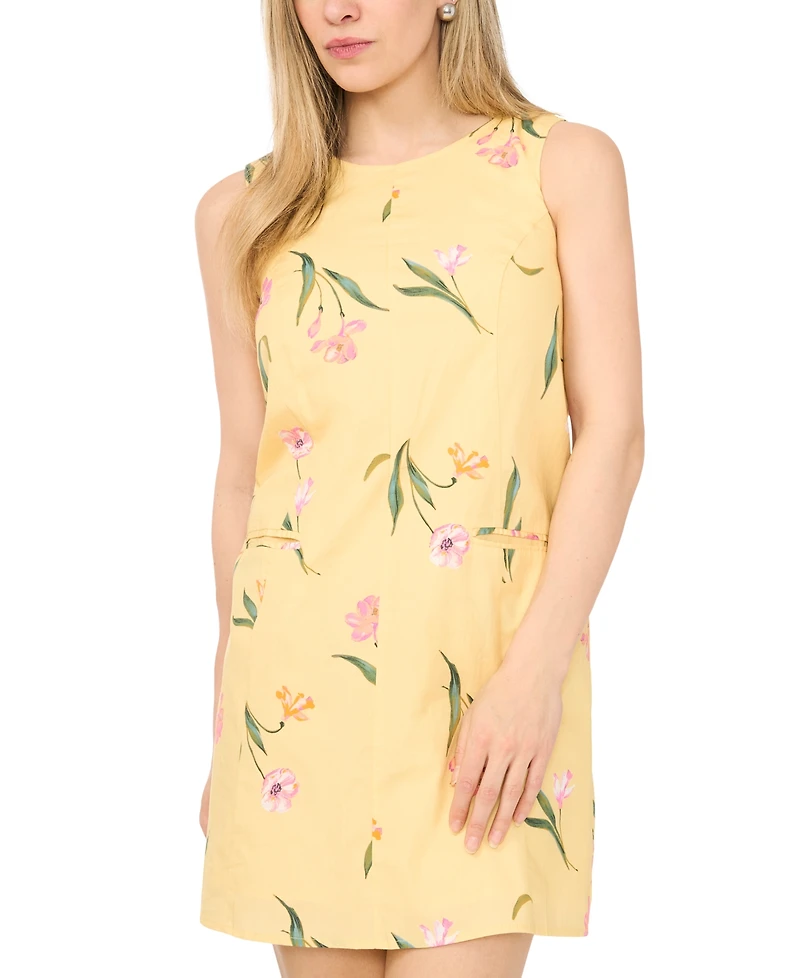 Msk Petite Printed Round Neck Dress