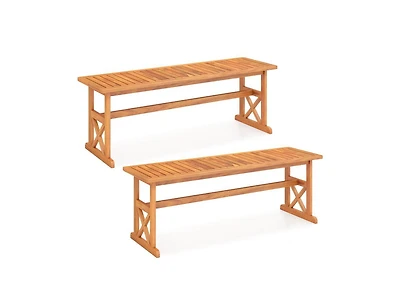 Slickblue Outdoor 51 Inch Acacia Wood Bench, Slatted Seat, 800 lb Capacity