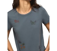 Lucky Brand Women's Classic Fit and Floral Butterfly T-Shirt