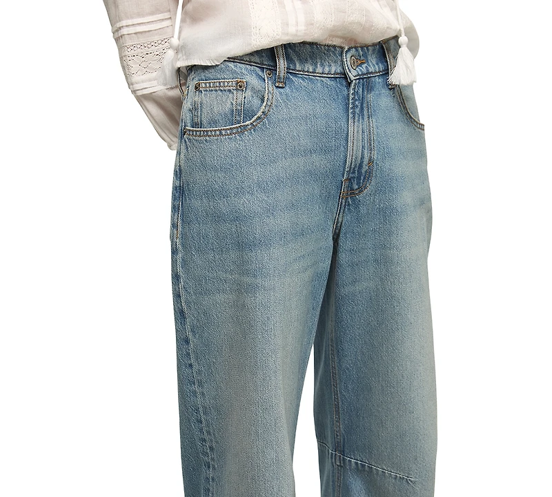 Lucky Brand Women's Cotton Barrel Wide-Leg Mid-Rise Jeans