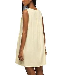 Lucky Brand Women's Pleated Tie Neck Mini Dress