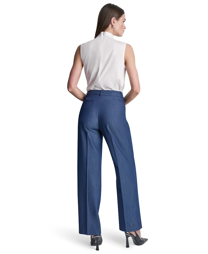 Dkny Petite Dressy Straight Fit Denim Trousers