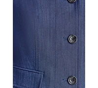 Dkny Petite Dressy Denim Notch Collar Cropped Jacket