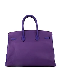 Pre-Owned HERMES Birkin 35 Handbag Bicolor Clemence with Palladium Hardware